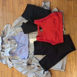 Fabletics workout bundle - two sports bras, two leggings and rain jacket